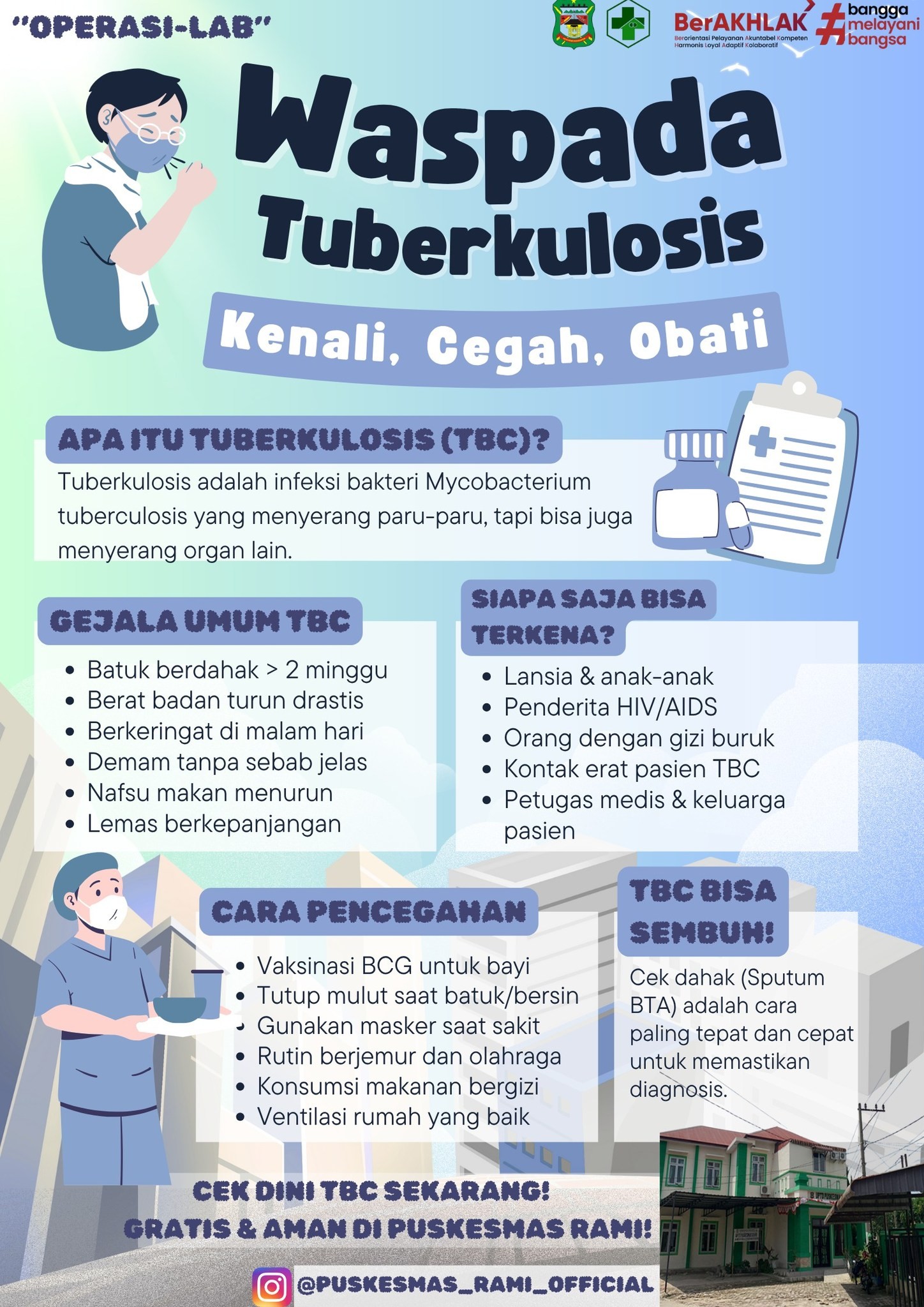 Ayo Cek Dahak Gratis Jangan Malu, Jangan Takut ! Segera Konsultasikan Gejala Batuk anda, TBC BISA SE